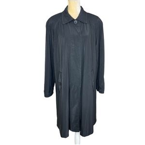 Gallery Black Trench Coat Women Sz L